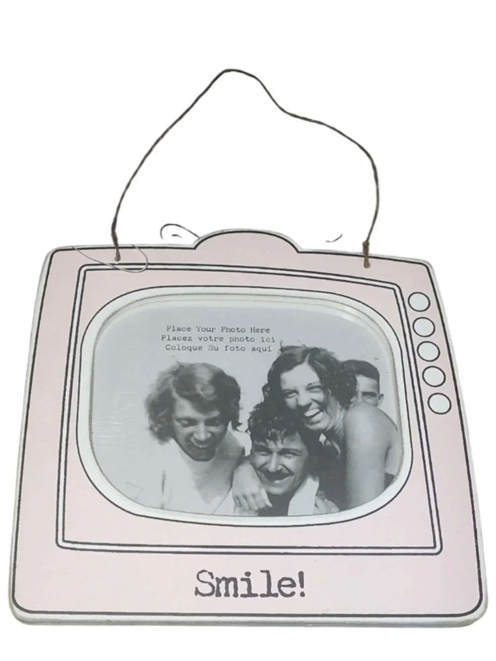 Vintage TV frame pink white 